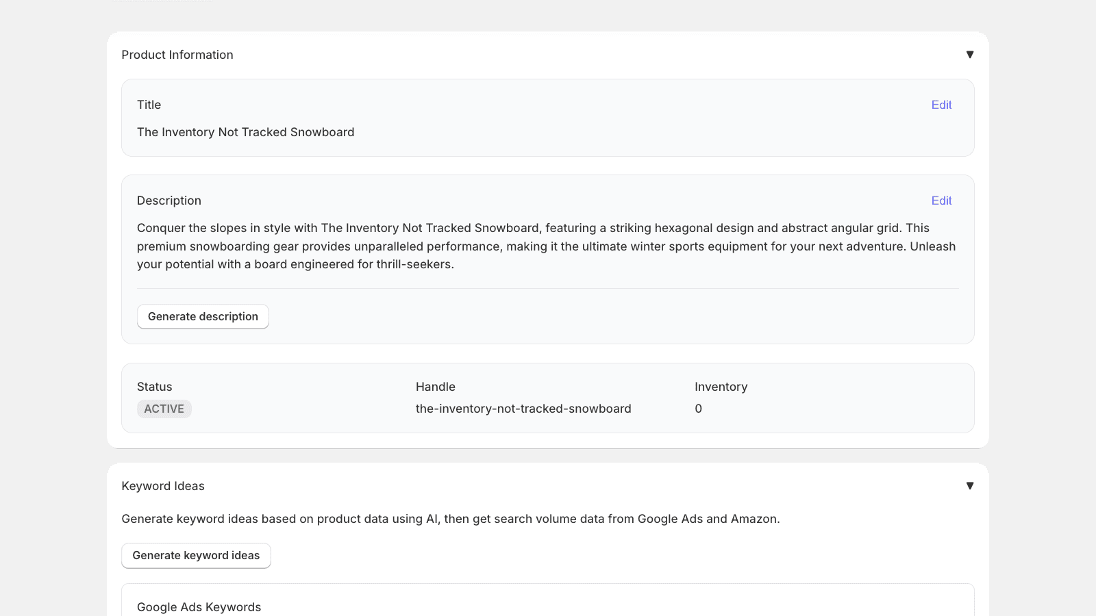 Courtney AI product detail interface
